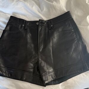 Agolde Black Leather High Waist Shorts